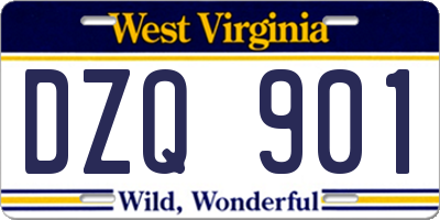 WV license plate DZQ901