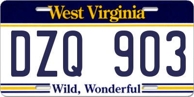 WV license plate DZQ903