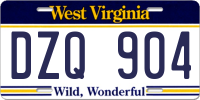 WV license plate DZQ904