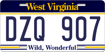 WV license plate DZQ907