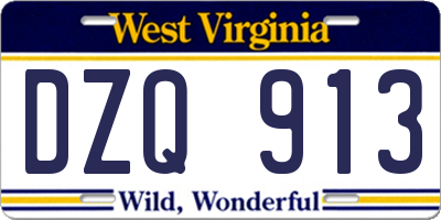 WV license plate DZQ913