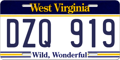 WV license plate DZQ919