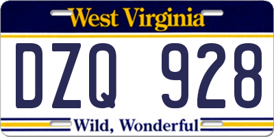 WV license plate DZQ928