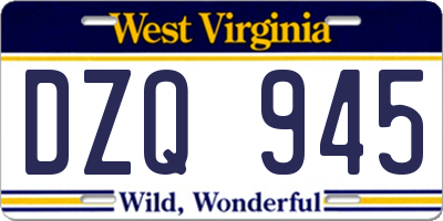 WV license plate DZQ945