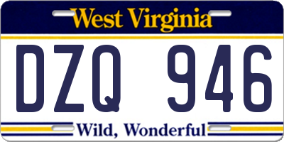 WV license plate DZQ946