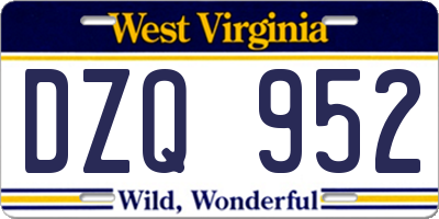 WV license plate DZQ952