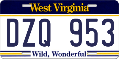 WV license plate DZQ953