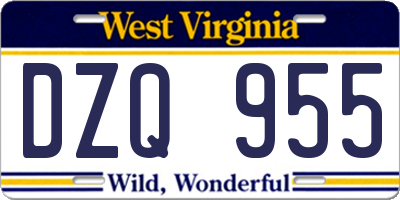 WV license plate DZQ955