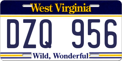 WV license plate DZQ956