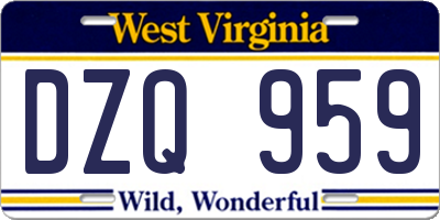 WV license plate DZQ959