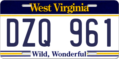WV license plate DZQ961