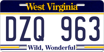 WV license plate DZQ963