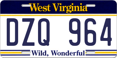 WV license plate DZQ964