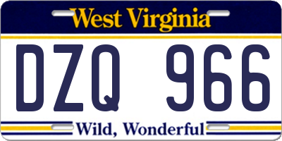 WV license plate DZQ966