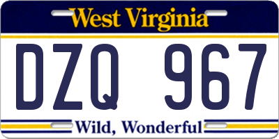 WV license plate DZQ967