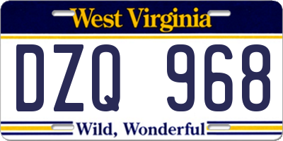 WV license plate DZQ968