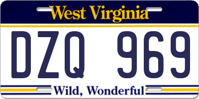 WV license plate DZQ969