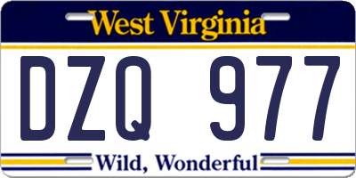 WV license plate DZQ977