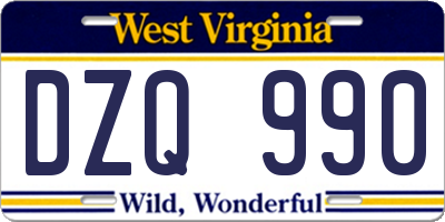 WV license plate DZQ990
