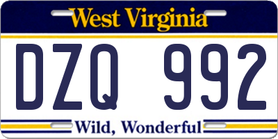 WV license plate DZQ992