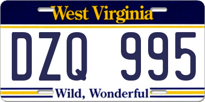 WV license plate DZQ995