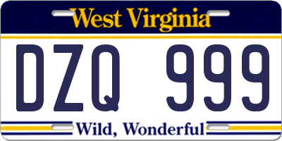 WV license plate DZQ999