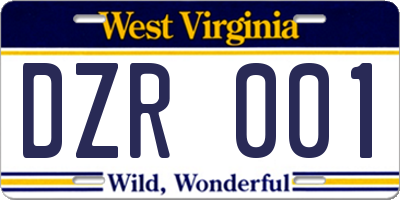 WV license plate DZR001