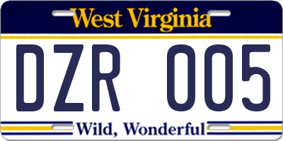 WV license plate DZR005