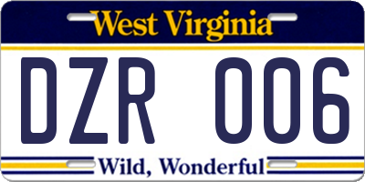 WV license plate DZR006