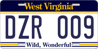 WV license plate DZR009