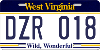 WV license plate DZR018