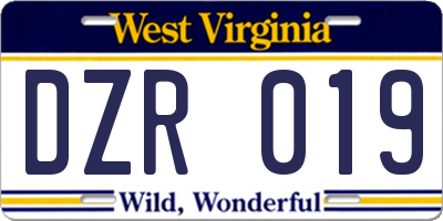 WV license plate DZR019