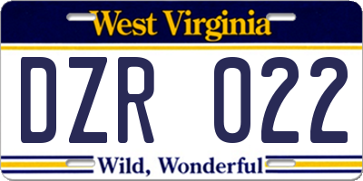 WV license plate DZR022