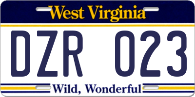 WV license plate DZR023