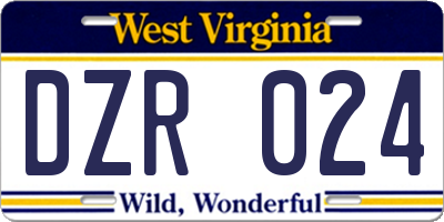 WV license plate DZR024