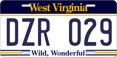 WV license plate DZR029