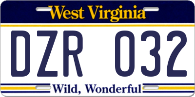 WV license plate DZR032