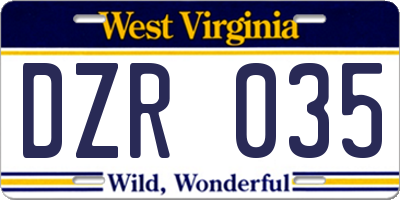 WV license plate DZR035