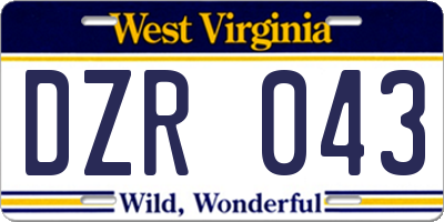 WV license plate DZR043