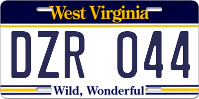 WV license plate DZR044