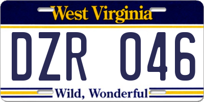 WV license plate DZR046
