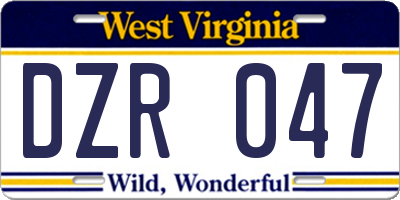 WV license plate DZR047