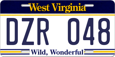 WV license plate DZR048