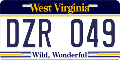 WV license plate DZR049