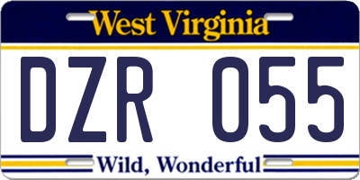 WV license plate DZR055