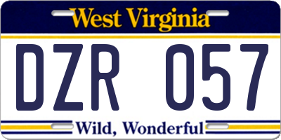 WV license plate DZR057