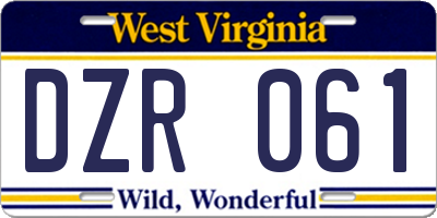 WV license plate DZR061