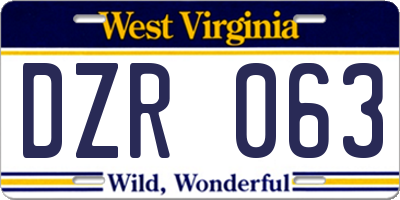 WV license plate DZR063