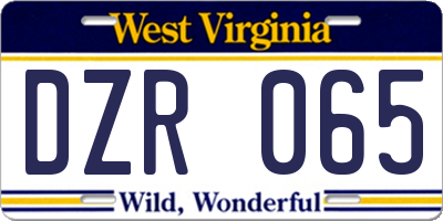 WV license plate DZR065