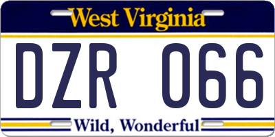 WV license plate DZR066